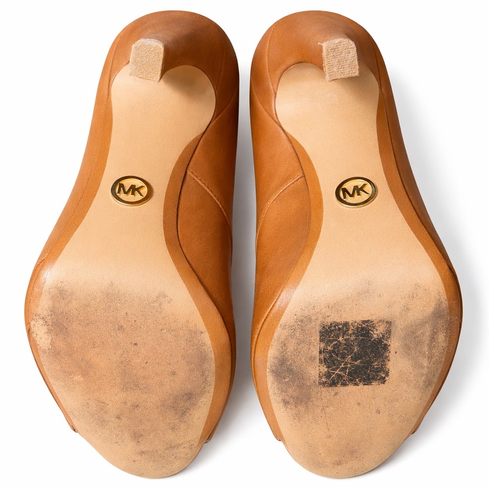 MICHAEL Michael Kors Tan Heeled Peep Toe Booties - Picture 6 of 9